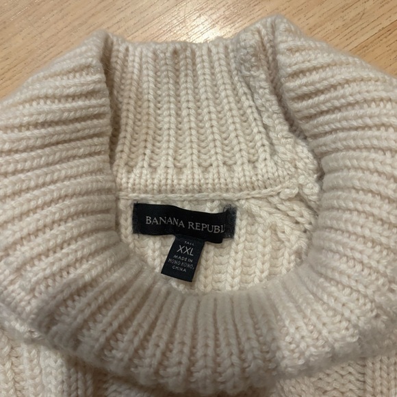 BANANA REPUBLICANS RETE CABLE-KNIT FISHERMAN WOOL CASHMERE SWEATER SIZE XXL TALL - Picture 5 of 5